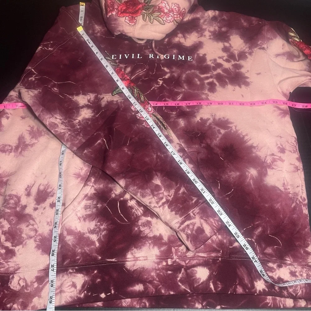BNWT CIVIL REGIME CRANBERRY MARBLE WASH LARGE MENS UNISEX TIE DYE HOODIE - Picture 10 of 16